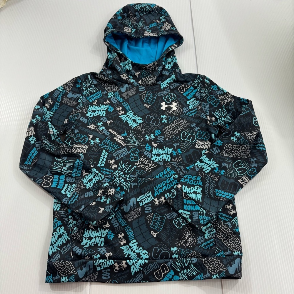 421. Under Armour Kids' Black and Blue Graphic Hoodie (YMD)